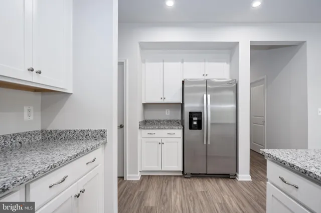 a close up view of walk in closet