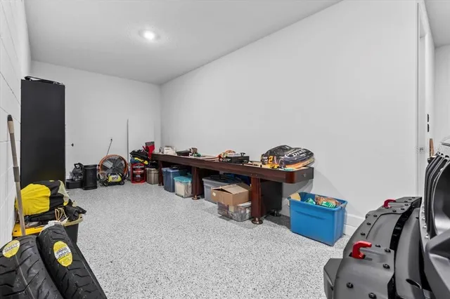 a view of a garden with a outdoor space