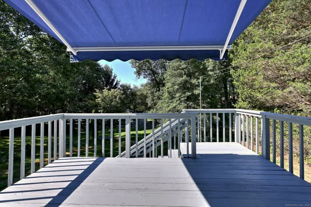 a view of a wooden deck