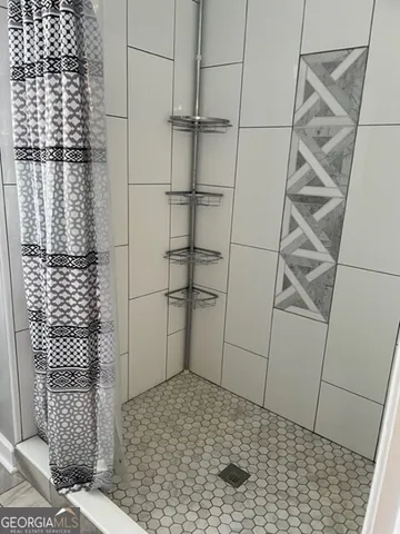 a bathroom with a shower