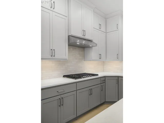 a kitchen with cabinets stainless steel appliances and a sink