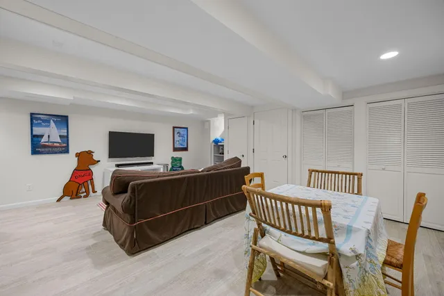 an aerial view of a house with a garden