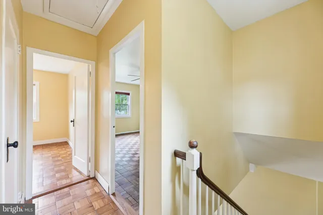 a view of a livingroom from a hallway