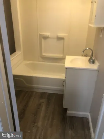 a bathroom with a bathtub