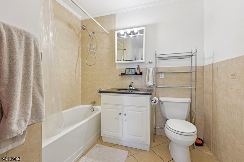 15 Tichenor Street, Unit 407 Newark, NJ 07114 - Photo 15 of 25 a bathroom with a granite countertop toilet a sink and a bathtub