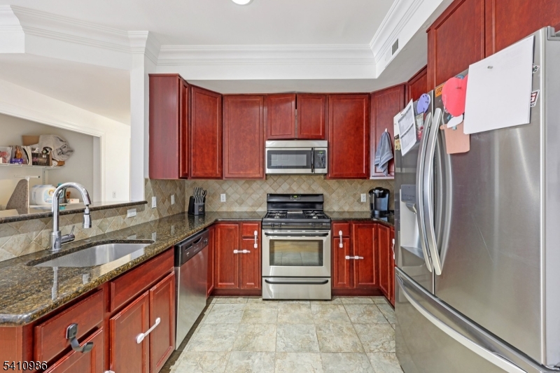 15 Tichenor Street, Unit 407 Newark, NJ 07114 - Photo 2 of 25 a kitchen with stainless steel appliances granite countertop a refrigerator sink and stove