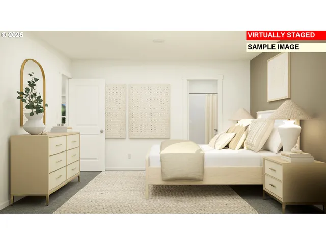 a bedroom with a bed and a dresser