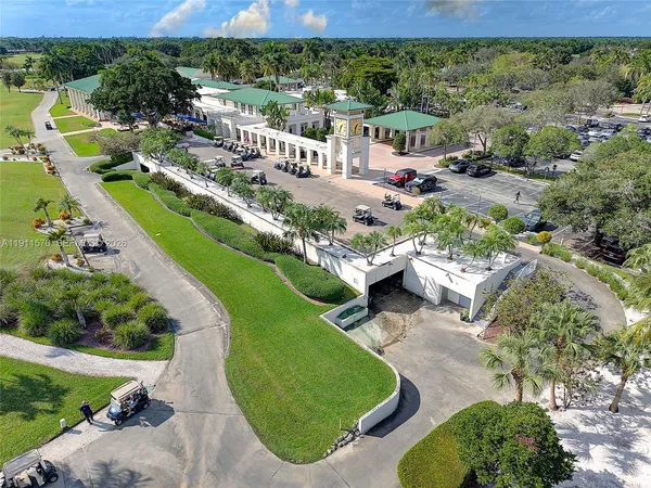 an aerial view of a house with a garden