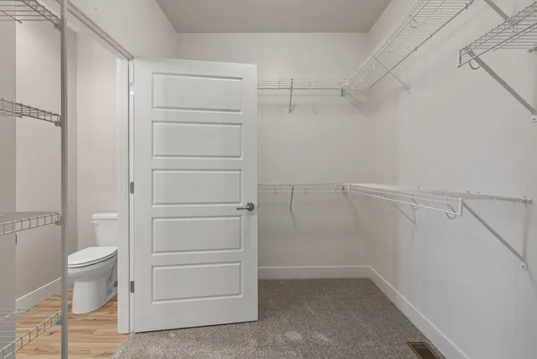 a view of an empty walk in closet