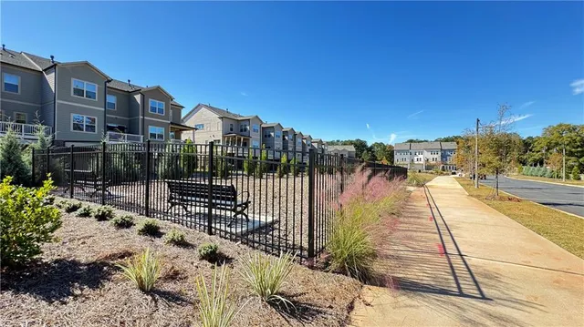 a view of a swimming pool with an outdoor space