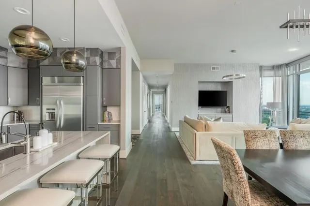 a kitchen with granite countertop a cabinets and a stove