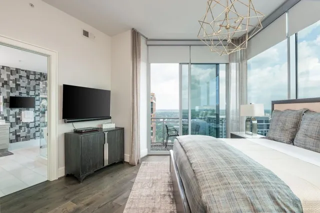 a view of a city from a balcony