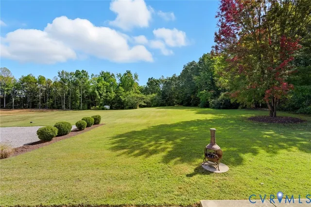a view of a lake with a yard