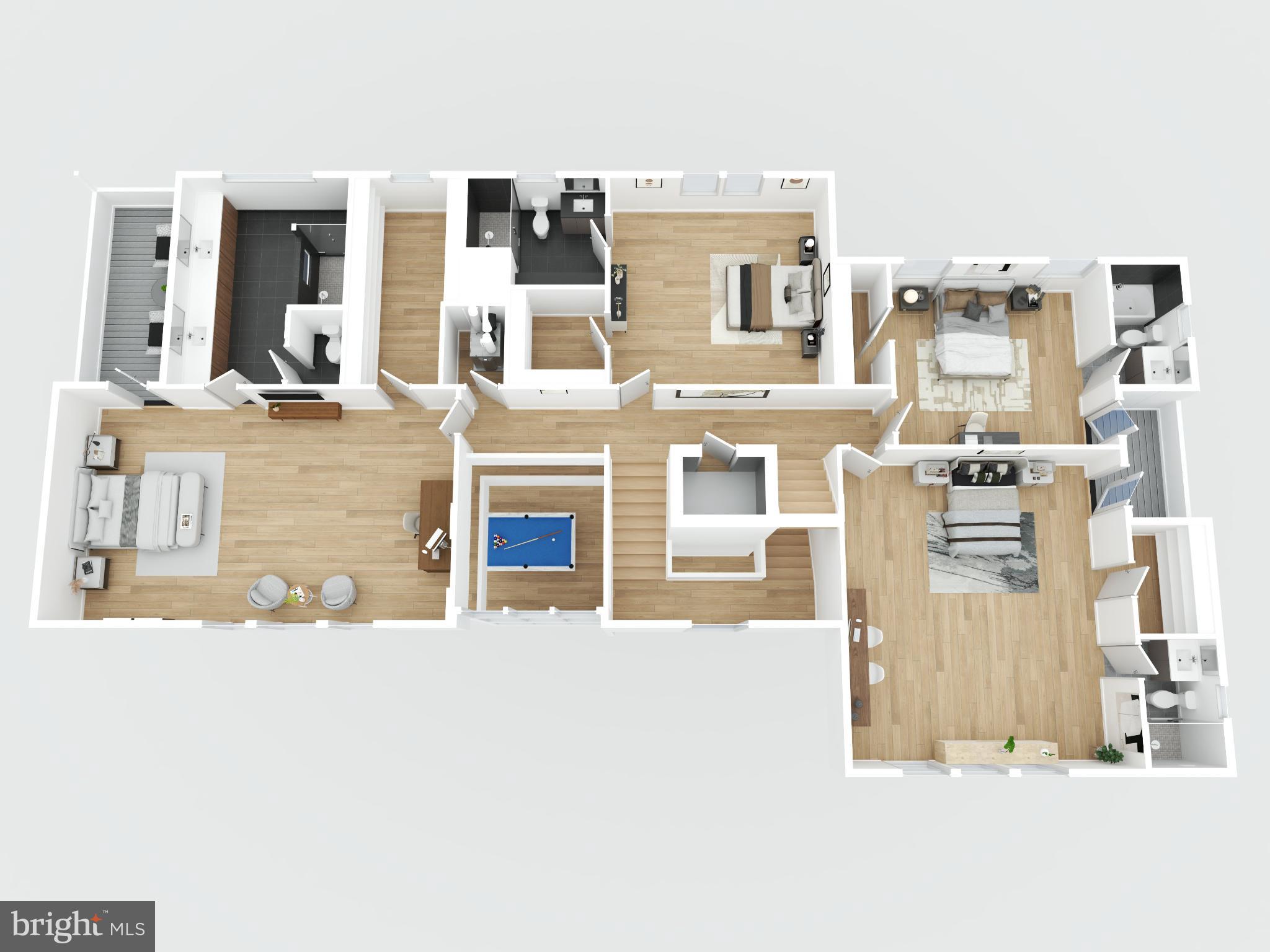 7502 Nevis Road Bethesda, MD 20817 - Photo 4 of 6 a living room with fireplace furniture and a kitchen view