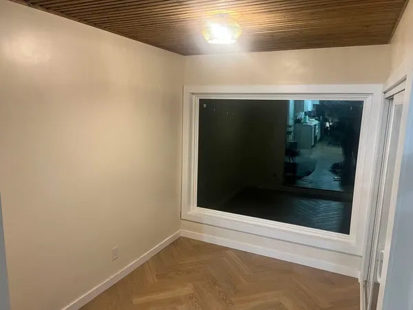 a view of wooden door