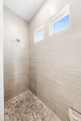 a bathroom with a shower