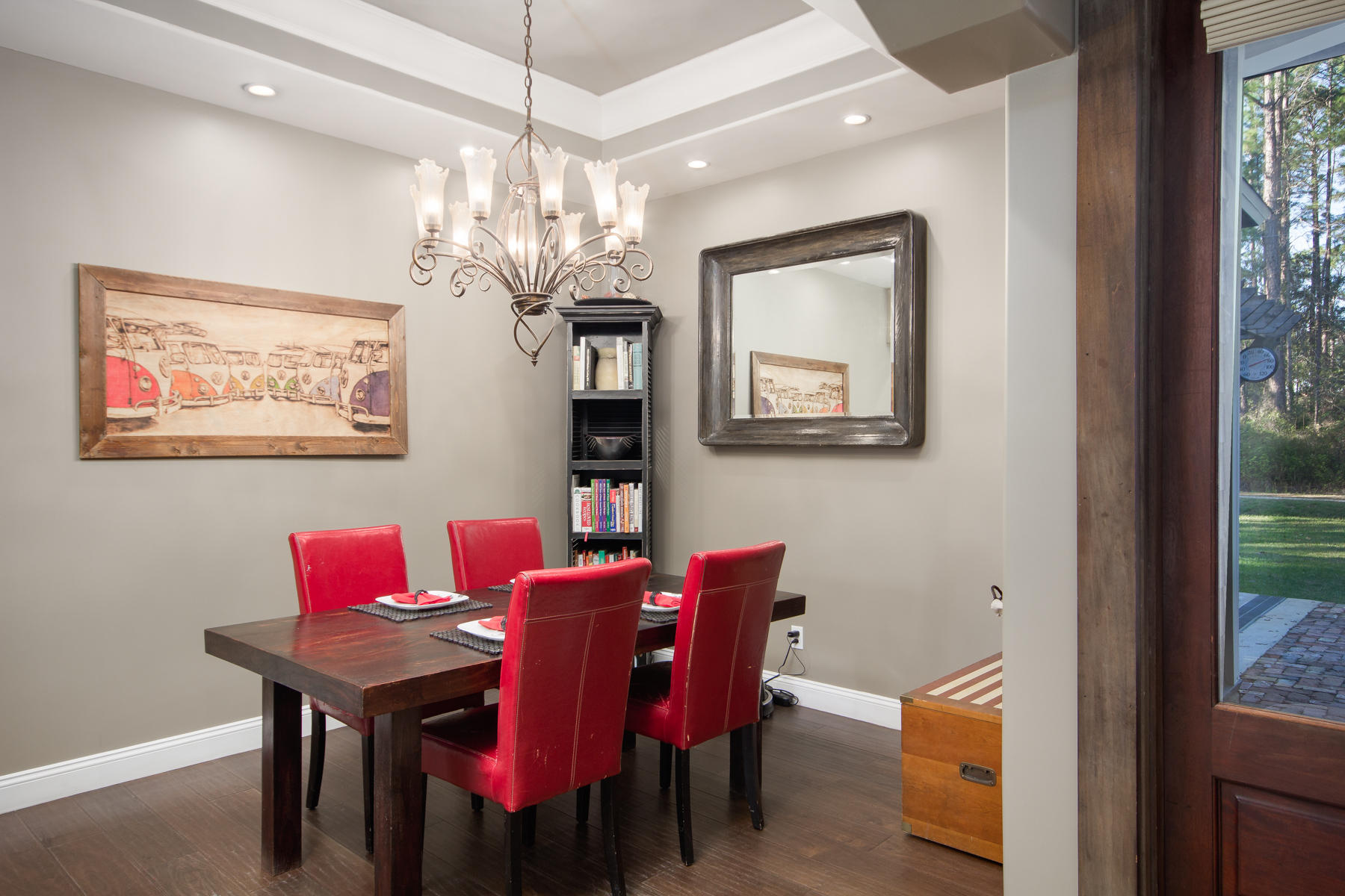 143 Pepper Tree Road Santa Rosa Beach, FL 32459 - Photo 20 of 28 a view of a dining room with furniture a chandelier and a window