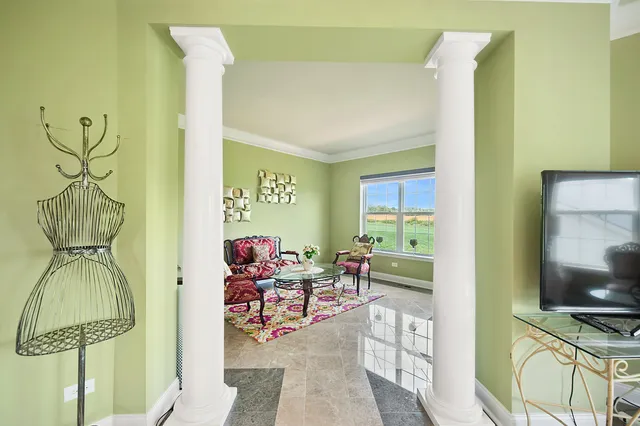 a living room with furniture and a couch