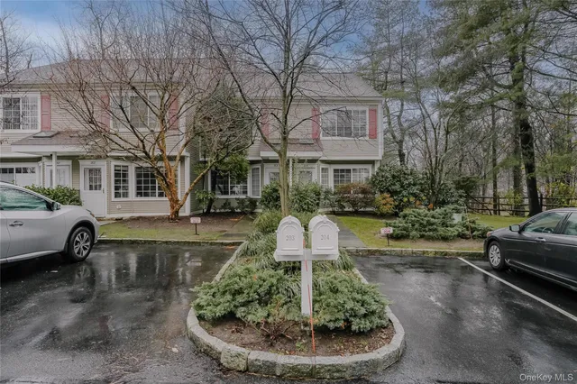 a view of a yard with plants and a fountain
