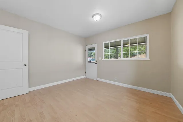 an empty room with windows