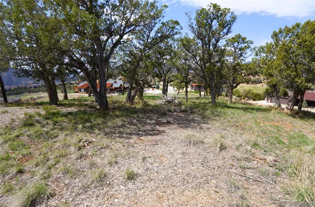 an aerial view of a house with outdoor space and mountains