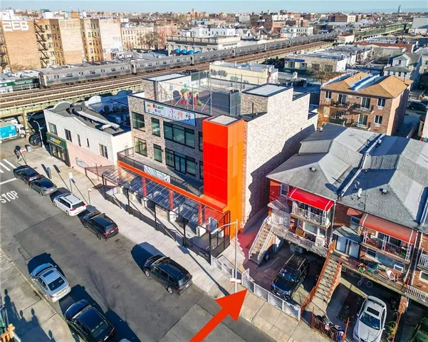 an aerial view of a building