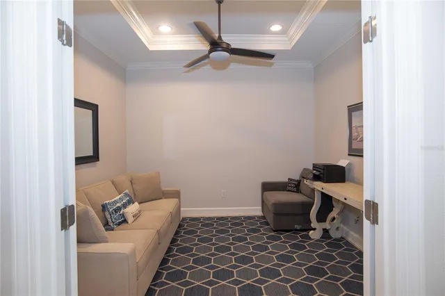 a view of a house with a yard and a garden