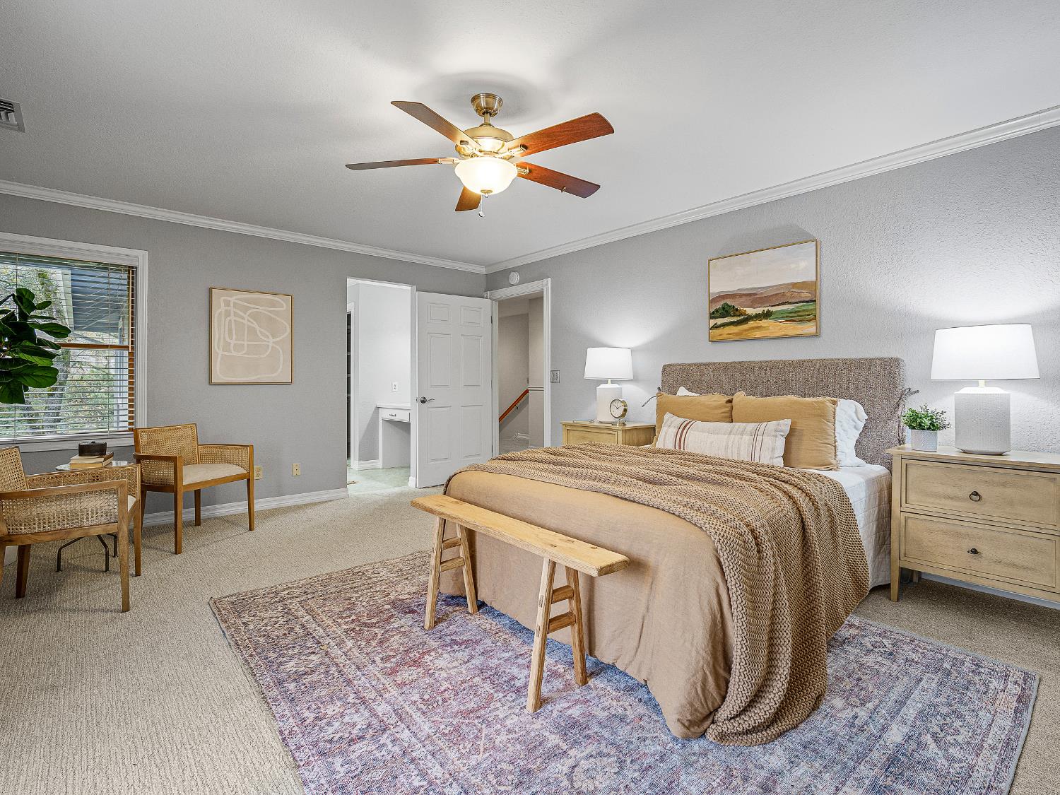 3169 Ridgeview Drive El Dorado Hills, CA 95762 - Photo 10 of 46 a bedroom with a bed and a chandelier