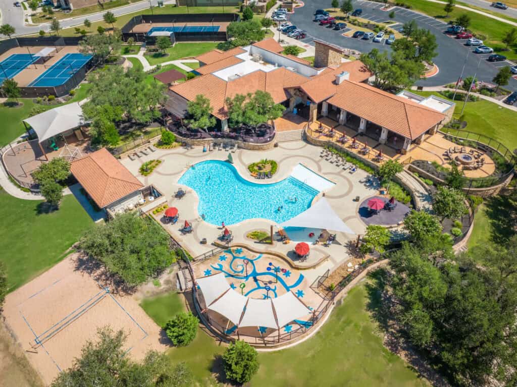 1401 Calago Cove Leander, TX 78641 - Photo 31 of 40 an aerial view of residential house with outdoor space and pool