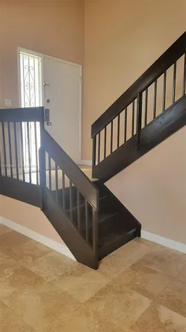 a view of wooden staircase