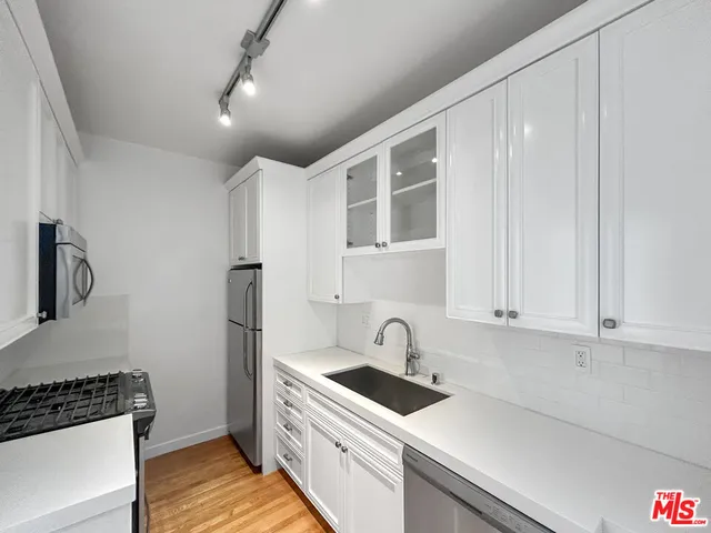 a view of a chandelier in a room
