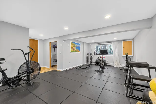 a view of a room with gym equipment