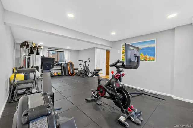 a view of a room with gym equipment