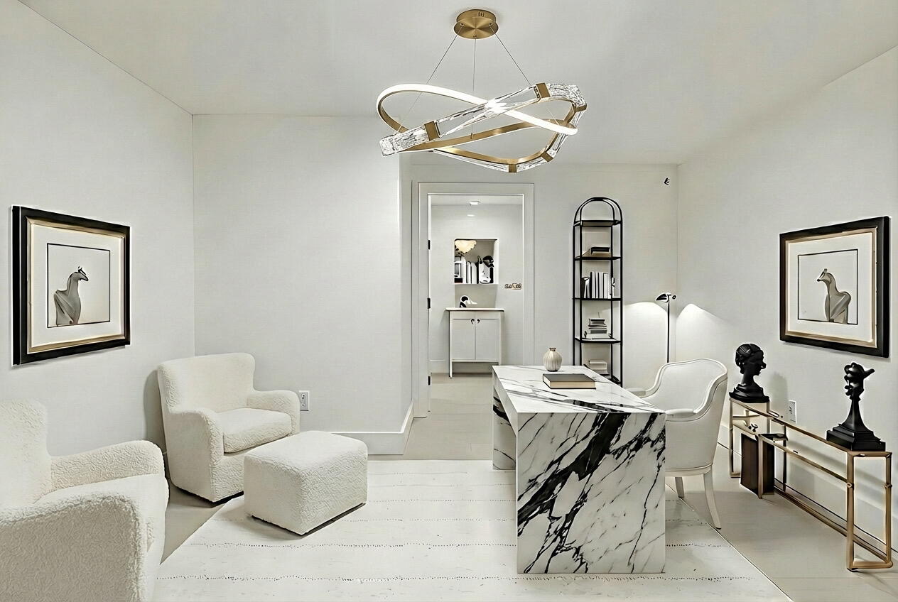 20155 Boca W Drive, Unit C504 Boca Raton, FL 33434 - Photo 22 of 42 a living room with furniture a chandelier and a mirror