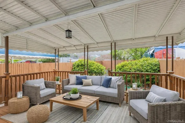 a outdoor living space with furniture