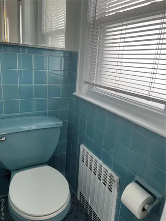 a white toilet sitting in a bathroom next to a window