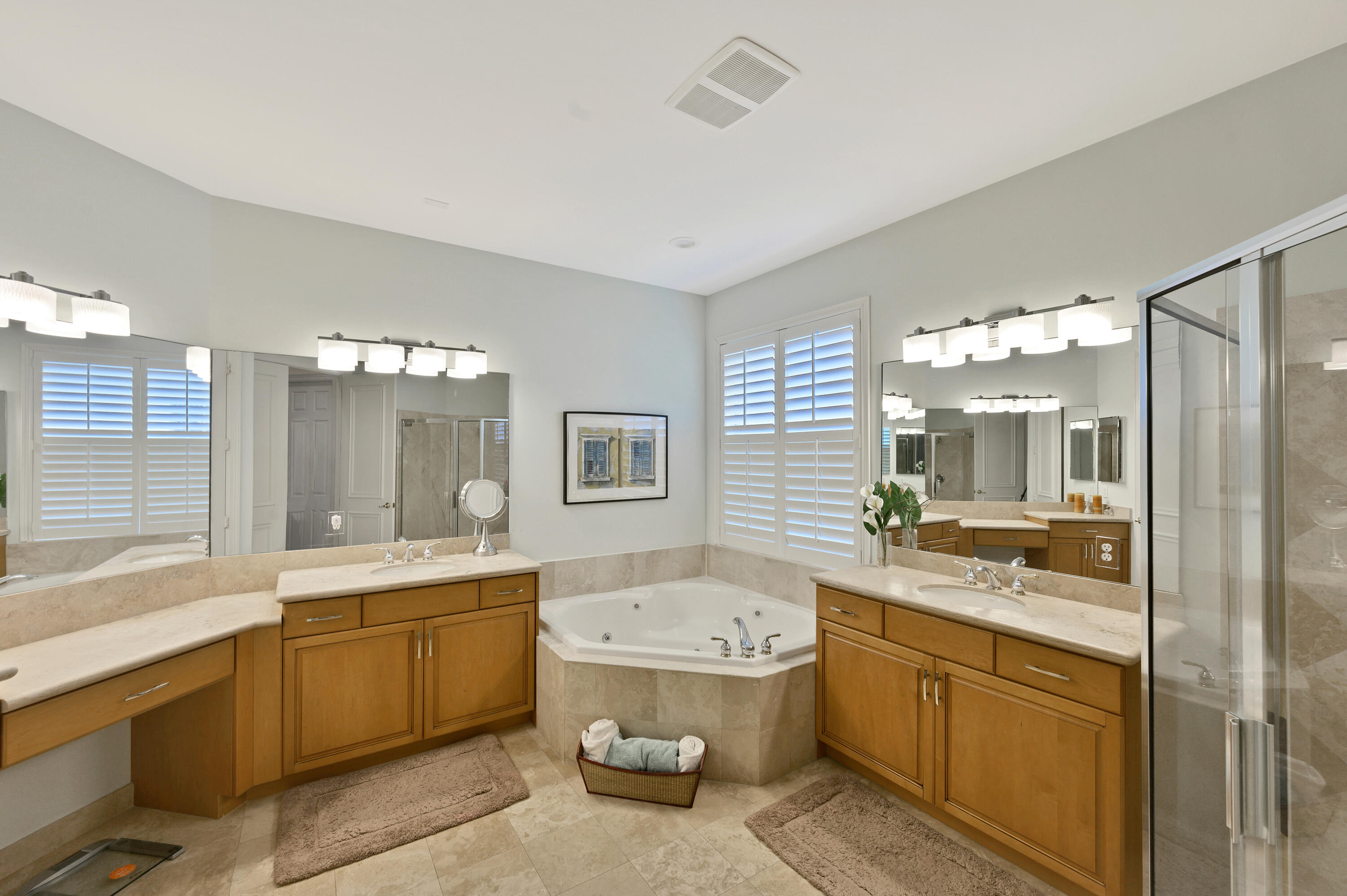11840 Bayfield Drive Boca Raton, FL 33498 - Photo 21 of 28 a bathroom with a granite countertop sink mirror bathtub shower and toilet