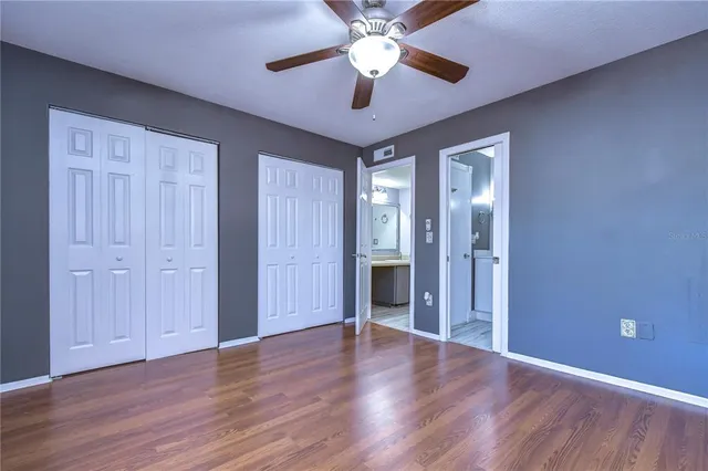 a view of outdoor space with signage and flags