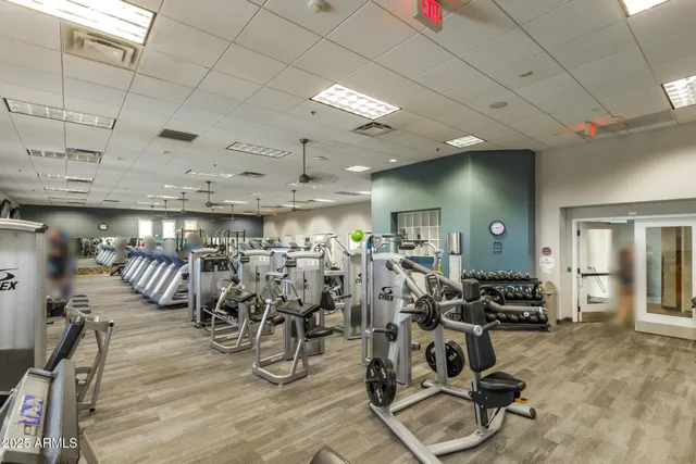 a view of a room with gym equipment