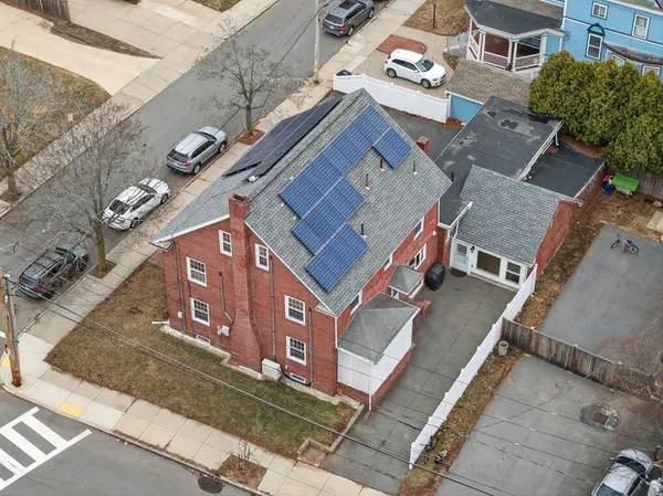 an aerial view of a house