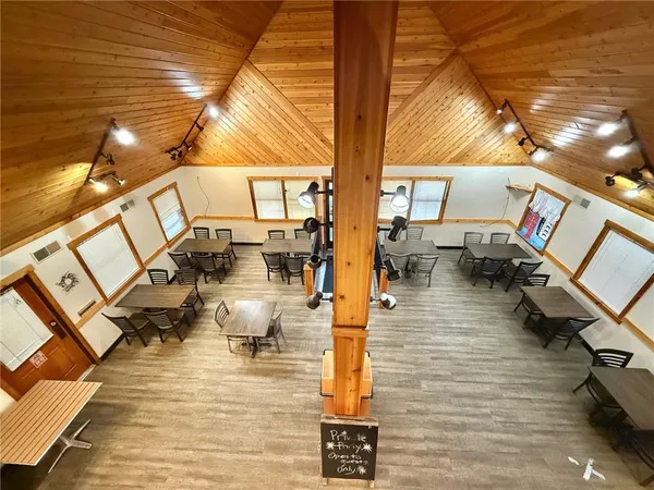 a view of a terrace with seating space