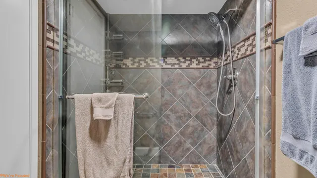 a bathroom with a shower