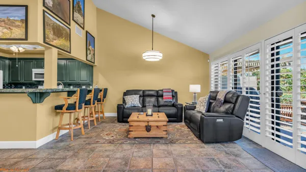 a living room with furniture