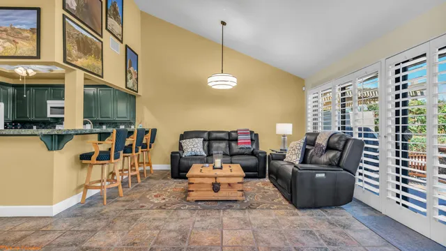 a living room with furniture