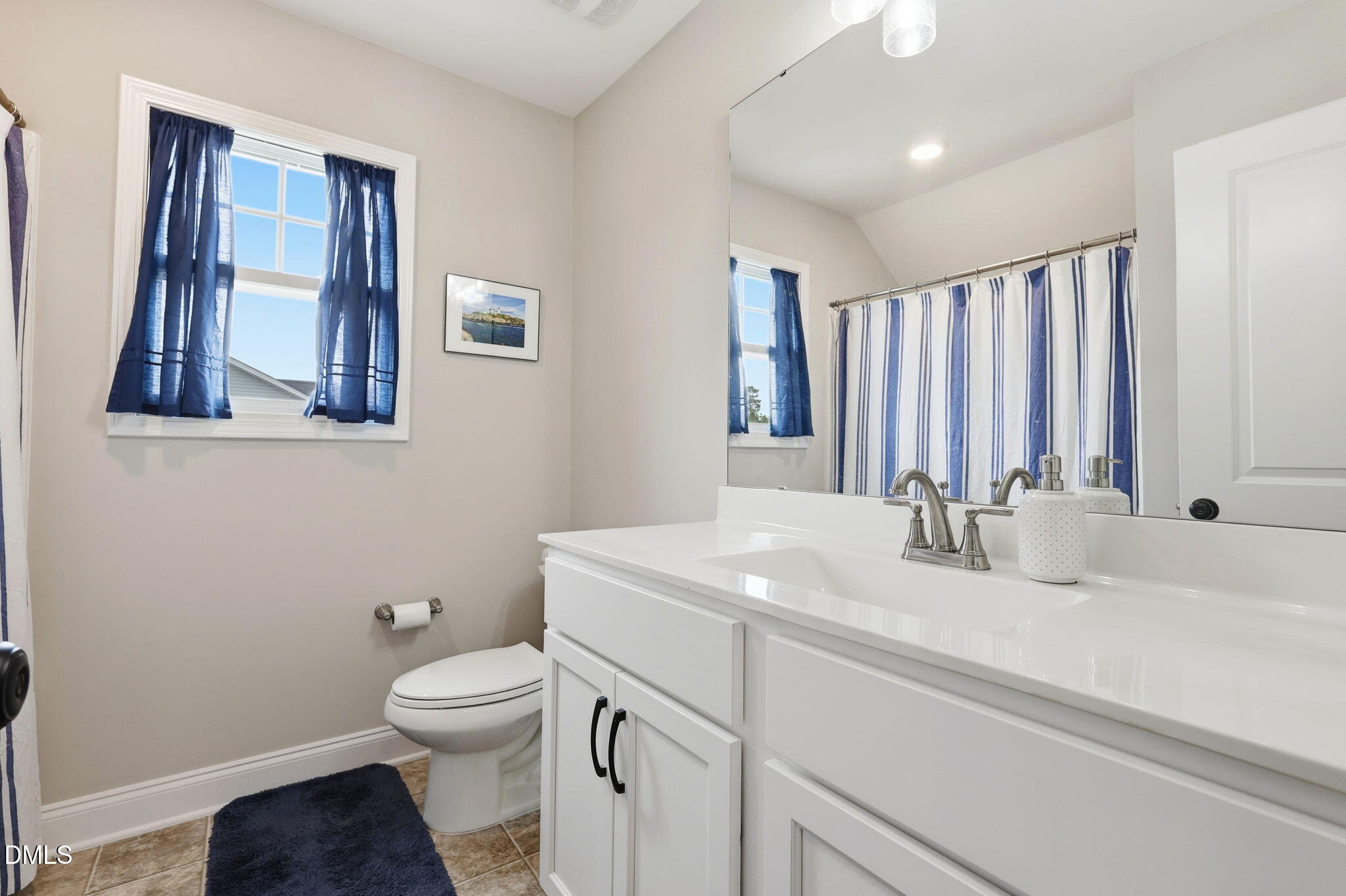 5098 Spring Hill Church Road Lillington, NC 27546 - Photo 28 of 36 a bathroom with a sink a toilet and mirror