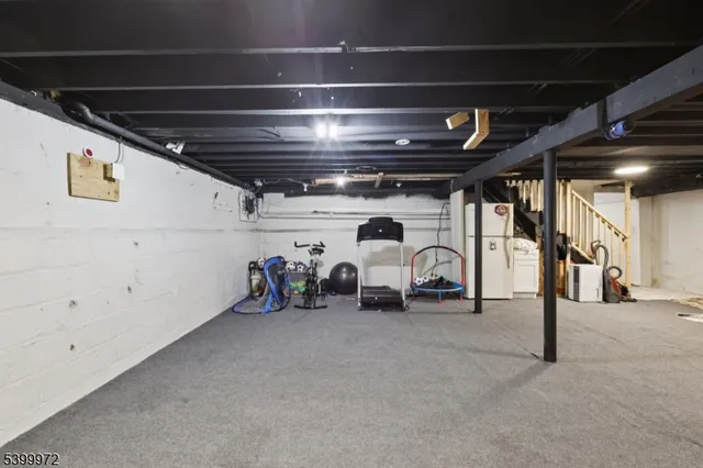 a view of parking garage with parked