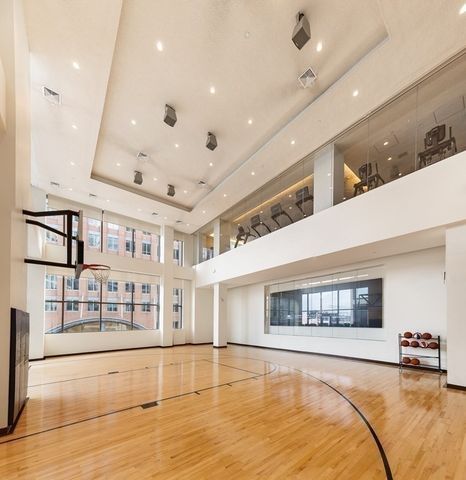 a view of a building with sitting area