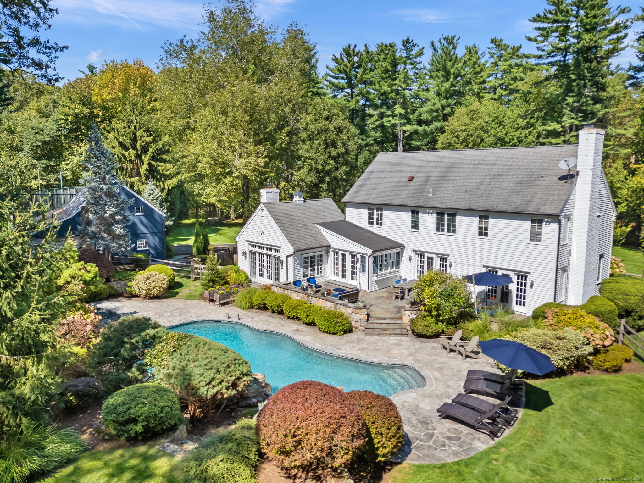 245 Benedict Hill Road New Canaan, CT 06840 - Photo 4 of 49 an aerial view of a house