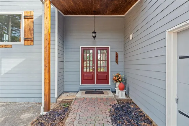 a front view of a house with a window