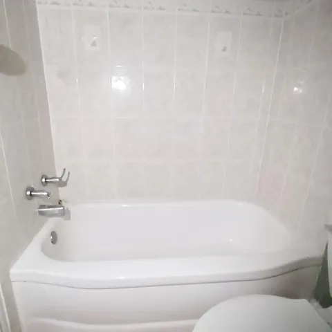 a bathroom with a bathtub